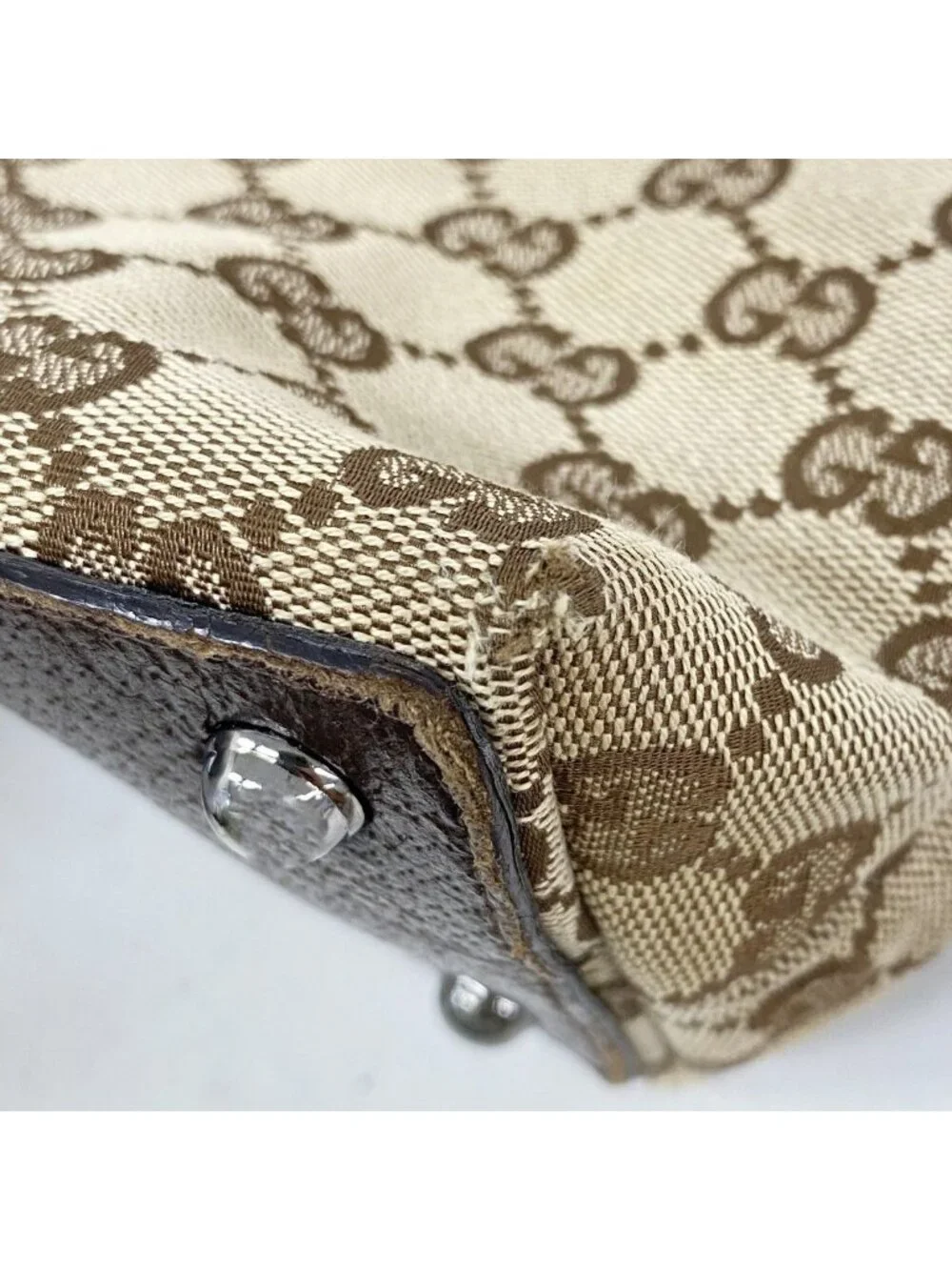 Gucci Tote GG Canvas Beige Brown Silver